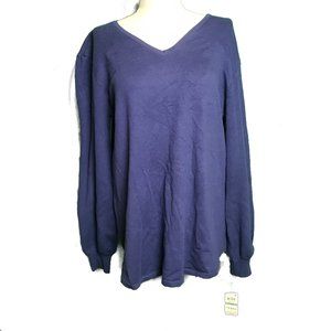 Style & Co Sweater Vneck Pleat Sleeve Tunic Purple